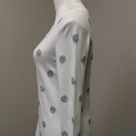 Talbots Tinsel Dot Sweater, XS, Winter White - Picture 4 of 10
